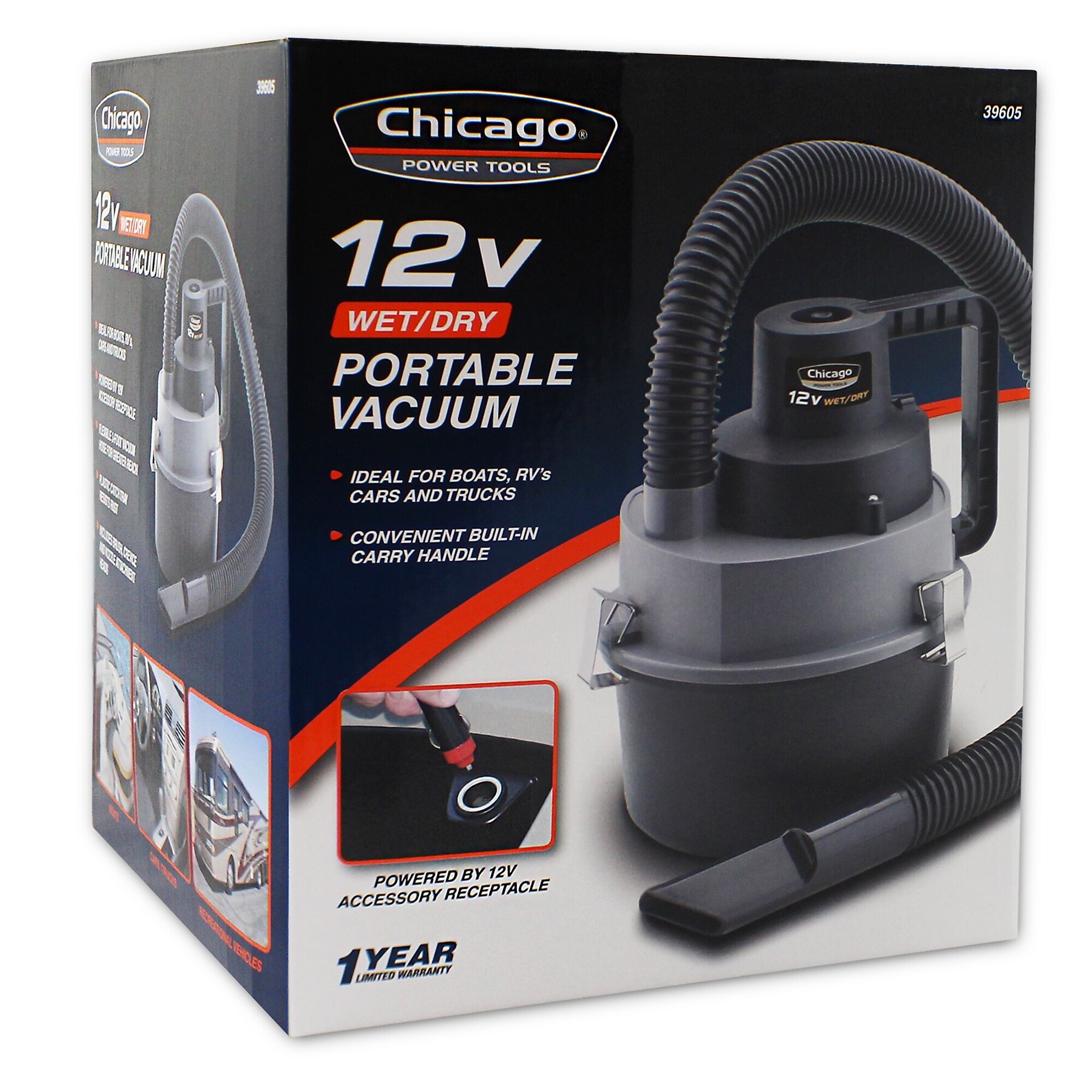 Chicago Power Tool, 12-volt Wet/Dry Portable Vacuum, Model # 39605